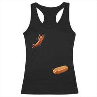 Funny Hot Dog Racerback Tank Top Hotdog Jumping Into Bun Sausage BBQ Grilling High Dive