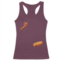 Funny Hot Dog Racerback Tank Top Hotdog Jumping Into Bun Sausage BBQ Grilling High Dive