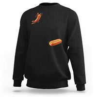 Funny Hot Dog Sweatshirt Hotdog Jumping Into Bun Sausage BBQ Grilling High Dive