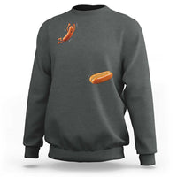 Funny Hot Dog Sweatshirt Hotdog Jumping Into Bun Sausage BBQ Grilling High Dive