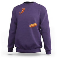 Funny Hot Dog Sweatshirt Hotdog Jumping Into Bun Sausage BBQ Grilling High Dive