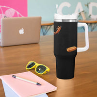 Funny Hot Dog Tumbler With Handle Hotdog Jumping Into Bun Sausage BBQ Grilling High Dive