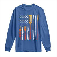 Bbq Smoker Long Sleeve Shirt Barbecue Chef Smoking Tools Grilling Pit Master USA Flag