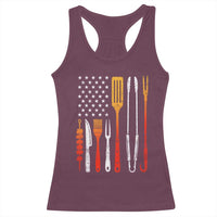 Bbq Smoker Racerback Tank Top Barbecue Chef Smoking Tools Grilling Pit Master USA Flag