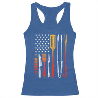 Bbq Smoker Racerback Tank Top Barbecue Chef Smoking Tools Grilling Pit Master USA Flag