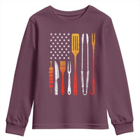 Bbq Smoker Youth Sweatshirt Barbecue Chef Smoking Tools Grilling Pit Master USA Flag