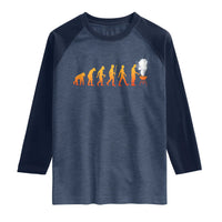 Funny BBQ Raglan Shirt Evolution Of Grill Master Grilling Gifts Meat Smoking