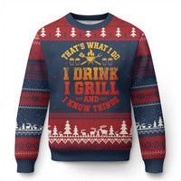I Drink I Grill Ugly Christmas Sweater Funny Bbq Grilling Barbecue Beer Lovers