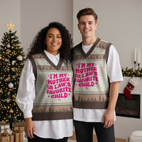 Im My Mother in Laws Favorite Child V-Neck Knit Sweater Vest Funny Daughter-in-Law Gifts