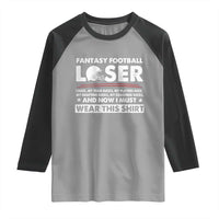 I Suck at Fantasy Football Raglan Shirt Funny Loser Commissioner Draft Party Commish FFL - Wonder Print Shop