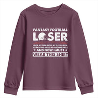 I Suck at Fantasy Football Youth Sweatshirt Funny Loser Commissioner Draft Party Commish FFL - Wonder Print Shop