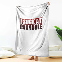 I Suck At Cornhole Throw Blanket Funny Bean Bag Toss Game