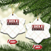 I Suck At Cornhole Ceramic Ornament Funny Bean Bag Toss Game