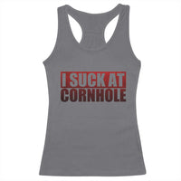 I Suck At Cornhole Racerback Tank Top Funny Bean Bag Toss Game