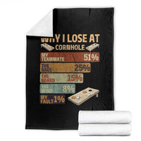 Funny Cornhole Player Throw Blanket Retro Why I Lose Game Day Bean Bag Toss Game