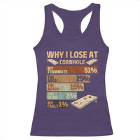 Funny Cornhole Player Racerback Tank Top Retro Why I Lose Game Day Bean Bag Toss Game