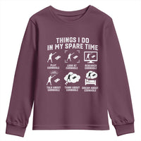 Funny Cornhole Lover Youth Sweatshirt Things I Do In My Spare Time Bean Bag Toss Game