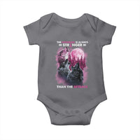 Pink Breast Cancer Baby Onesie Pink Ribbon Comeback Stronger Than Setback Wolf Moon - Wonder Print Shop