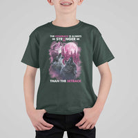 Pink Breast Cancer T Shirt For Kid Pink Ribbon Comeback Stronger Than Setback Wolf Moon - Wonder Print Shop