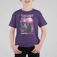 Pink Breast Cancer T Shirt For Kid Pink Ribbon Comeback Stronger Than Setback Wolf Moon - Wonder Print Shop