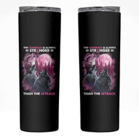 Pink Breast Cancer Skinny Tumbler Pink Ribbon Comeback Stronger Than Setback Wolf Moon - Wonder Print Shop