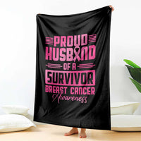 Husband Of A Warrior Breast Cancer Awareness Throw Blanket Wife Support Squad - Wonder Print Shop