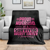 Husband Of A Warrior Breast Cancer Awareness Throw Blanket Wife Support Squad - Wonder Print Shop