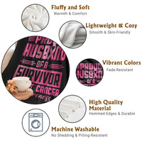 Husband Of A Warrior Breast Cancer Awareness Throw Blanket Wife Support Squad - Wonder Print Shop