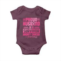 Husband Of A Warrior Breast Cancer Awareness Baby Onesie Wife Support Squad - Wonder Print Shop