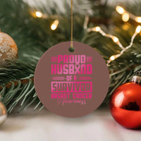 Husband Of A Warrior Breast Cancer Awareness Ceramic Ornament Wife Support Squad - Wonder Print Shop