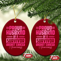 Husband Of A Warrior Breast Cancer Awareness Ceramic Ornament Wife Support Squad - Wonder Print Shop