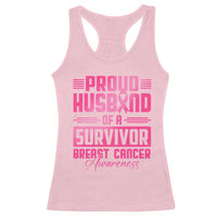 Husband Of A Warrior Breast Cancer Awareness Racerback Tank Top Wife Support Squad - Wonder Print Shop