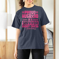 Husband Of A Warrior Breast Cancer Awareness T Shirt For Women Wife Support Squad - Wonder Print Shop