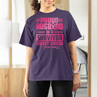 Husband Of A Warrior Breast Cancer Awareness T Shirt For Women Wife Support Squad - Wonder Print Shop
