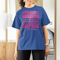 Husband Of A Warrior Breast Cancer Awareness T Shirt For Women Wife Support Squad - Wonder Print Shop