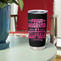 Husband Of A Warrior Breast Cancer Awareness Tumbler Cup Wife Support Squad - Wonder Print Shop