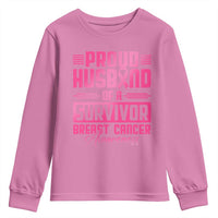 Husband Of A Warrior Breast Cancer Awareness Youth Sweatshirt Wife Support Squad - Wonder Print Shop