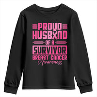 Husband Of A Warrior Breast Cancer Awareness Youth Sweatshirt Wife Support Squad - Wonder Print Shop