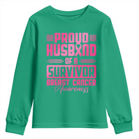 Husband Of A Warrior Breast Cancer Awareness Youth Sweatshirt Wife Support Squad - Wonder Print Shop