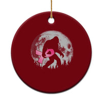 Bigfoot Pink Ribbon Breast Cancer Awareness Ceramic Ornament - Wonder Print Shop