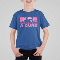 Breast Cancer Motorcycle T Shirt For Kid Pink Ribbon Ride For A Cure - Wonder Print Shop