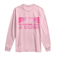 Breast Cancer Motorcycle Long Sleeve Shirt Pink Ribbon Ride For A Cure - Wonder Print Shop
