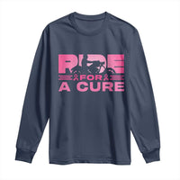 Breast Cancer Motorcycle Long Sleeve Shirt Pink Ribbon Ride For A Cure - Wonder Print Shop