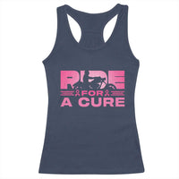 Breast Cancer Motorcycle Racerback Tank Top Pink Ribbon Ride For A Cure - Wonder Print Shop