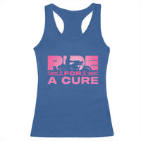 Breast Cancer Motorcycle Racerback Tank Top Pink Ribbon Ride For A Cure - Wonder Print Shop