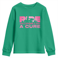 Breast Cancer Motorcycle Youth Sweatshirt Pink Ribbon Ride For A Cure - Wonder Print Shop