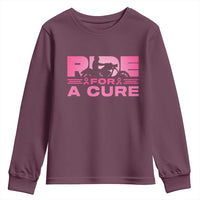 Breast Cancer Motorcycle Youth Sweatshirt Pink Ribbon Ride For A Cure - Wonder Print Shop