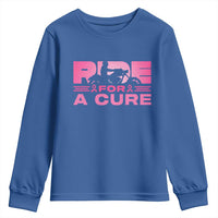 Breast Cancer Motorcycle Youth Sweatshirt Pink Ribbon Ride For A Cure - Wonder Print Shop