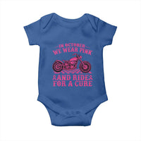 Breast Cancer Motorcycle Baby Onesie In October We Wear Pink Ride For A Cure - Wonder Print Shop
