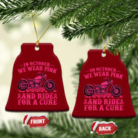 Breast Cancer Motorcycle Ceramic Ornament In October We Wear Pink Ride For A Cure - Wonder Print Shop